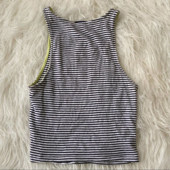 American Eagle Black & White Striped Crop Top - Picture 3 of 7